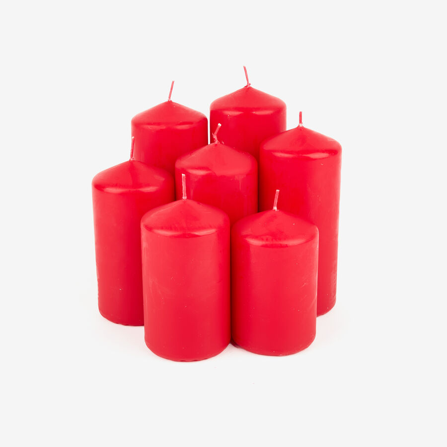 Set de 7 velas decorativas pilar rojas