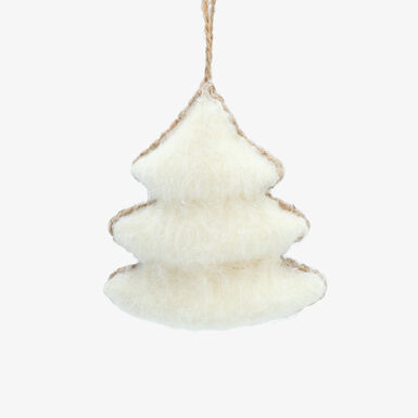 Bola de Navidad de &aacute;rbol de fieltro blanca 11x5x11cm
