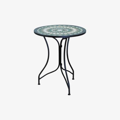 Mesa de jardín de metal y cerámica Mosaico Green Ø60cm
