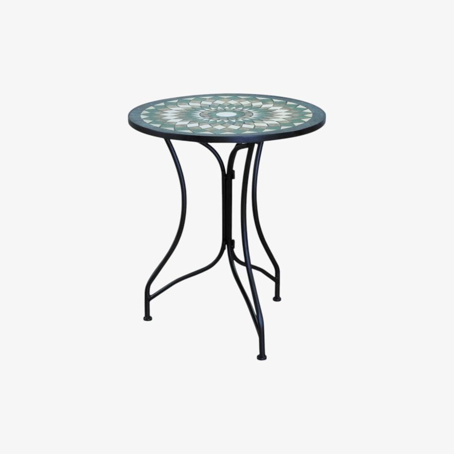 Mesa de jardín de metal y cerámica Mosaico Green Ø60cm