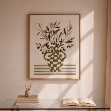 Cuadro olivo pintado con marco 45x60cm