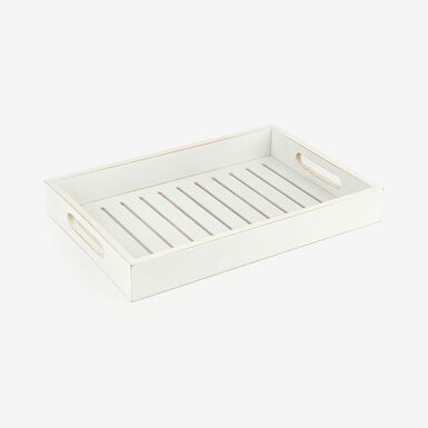 Bandeja de madera blanca Sani 34x23x4,5cm