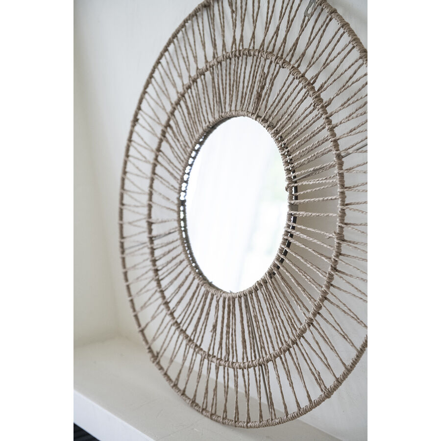 Espejo de pared redondo de rafia de Ø70 cm