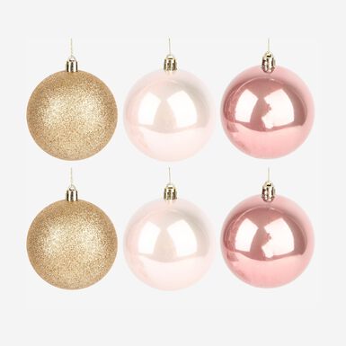 Set de 6 bolas decorativas rosas &Oslash;8cm