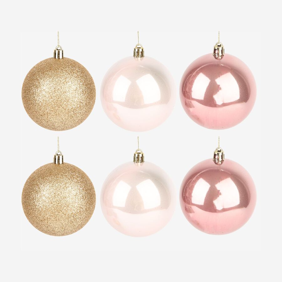 Set de 6 bolas decorativas rosas &Oslash;8cm