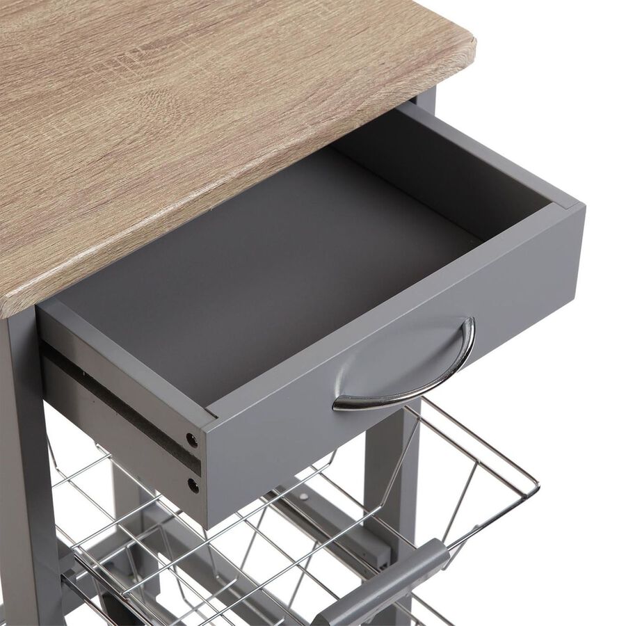 Carro de cocina de metal y madera 37x37x76cm