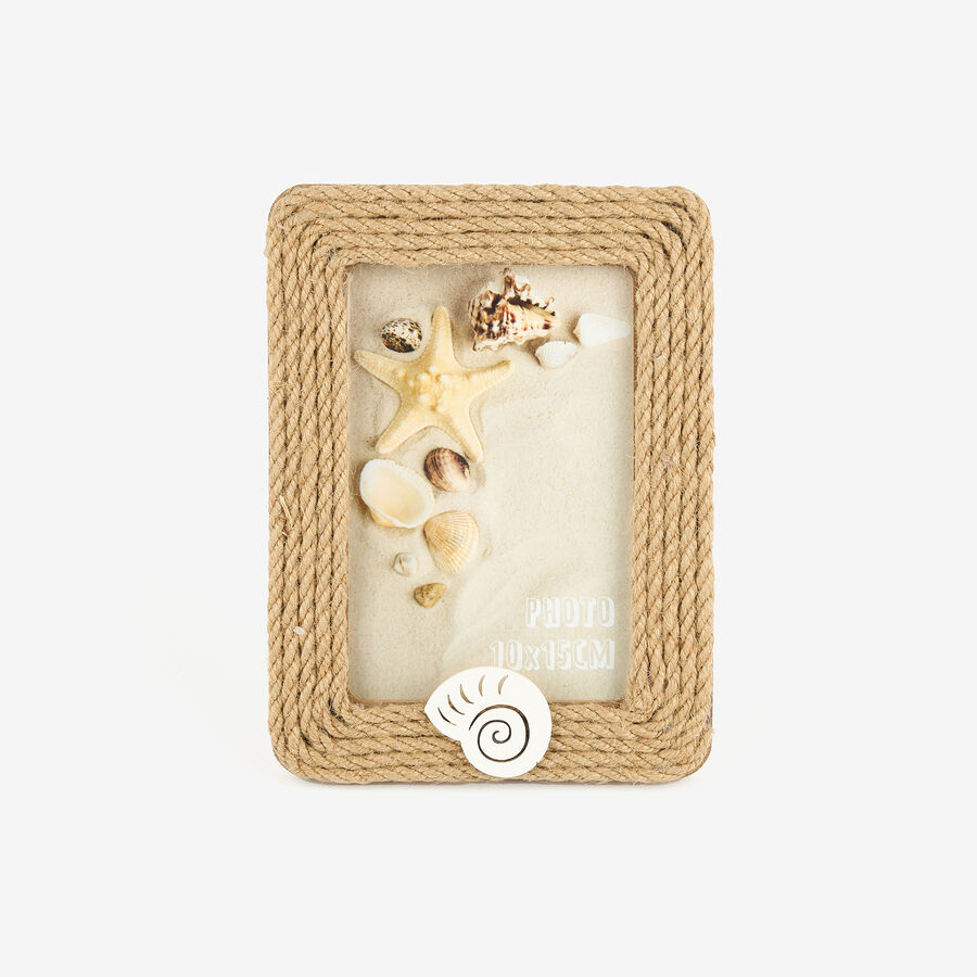 Marco de fotos de madera MDF y cuerda Concha 10x15cm