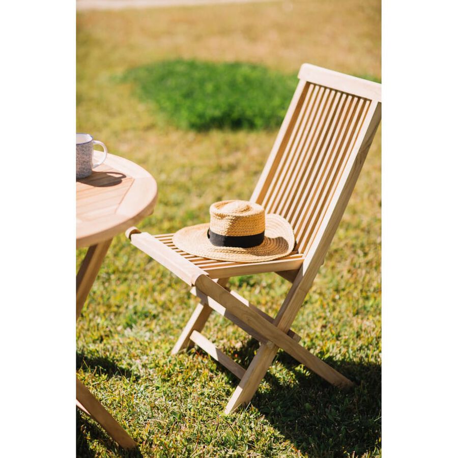 Silla de jardín plegable de madera de teca Azores 47x43cm