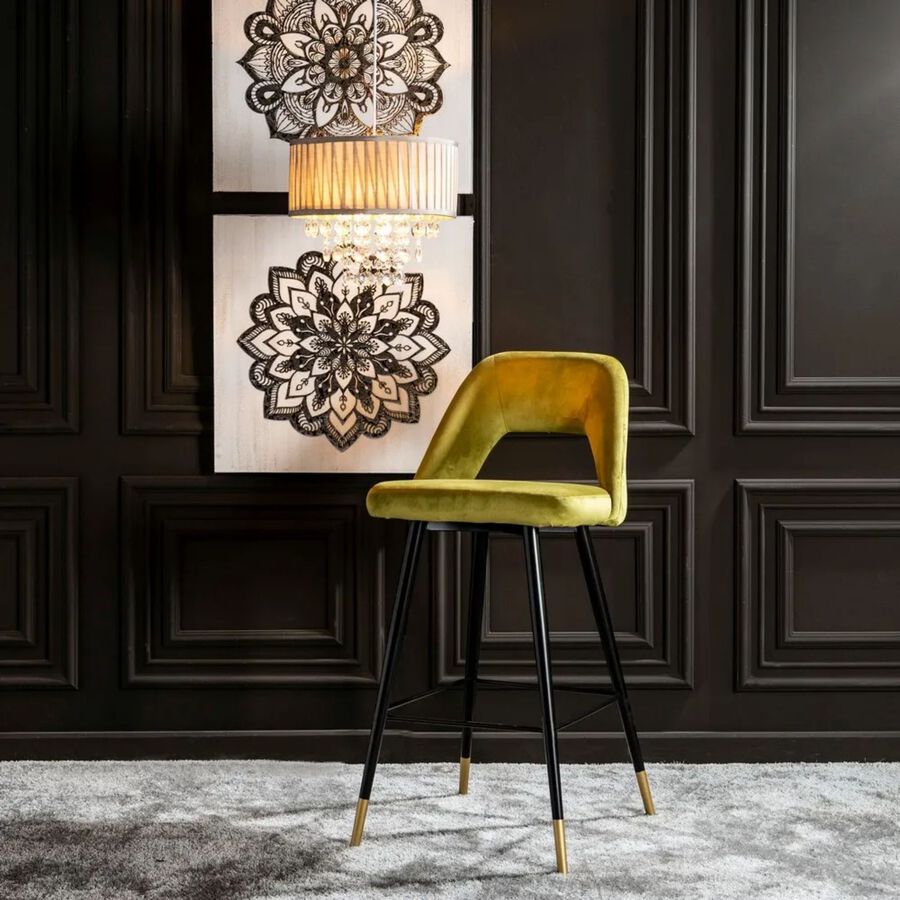 Set de 2 taburetes altos velvet verde Mayah 43x47x105cm