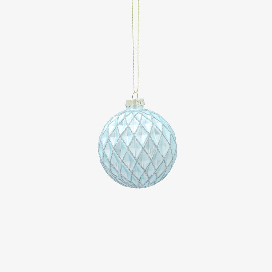 Bola de Navidad azul claro de cristal &Oslash;8cm