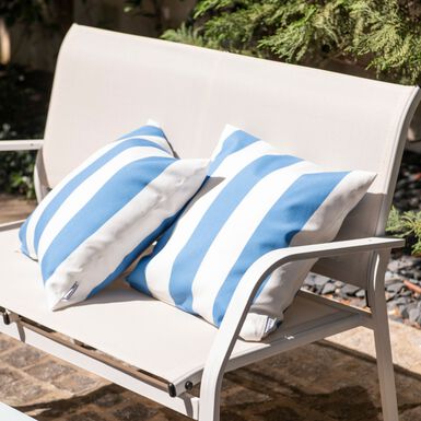 Coj&iacute;n de exterior rayas azules 45x45cm