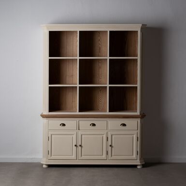 Estanter&iacute;a de madera de paulownia crema Everly 147x39x194cm