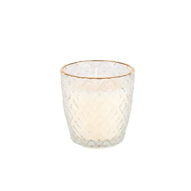 Vela en vaso de cristal transparente oro surtida 7x7cm