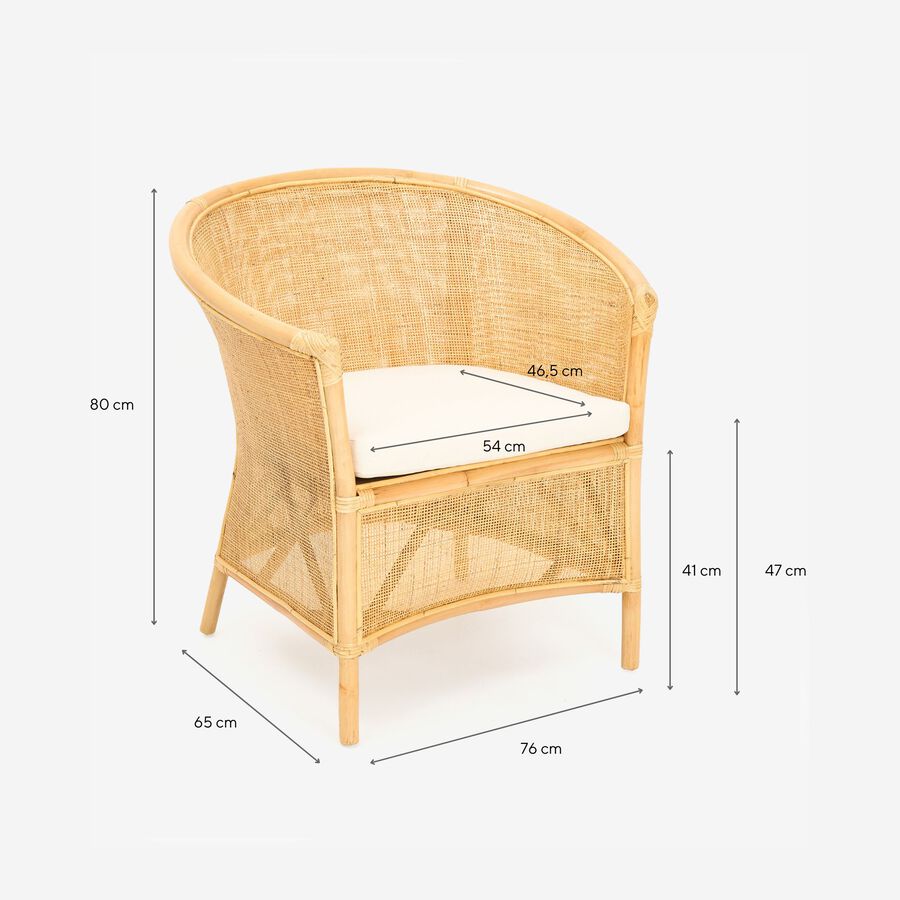 Butaca de ratán beige Milos 76x65x80cm