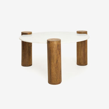 Mesa de centro de mármol y madera Houston Ø90x45 Clau&Chloe