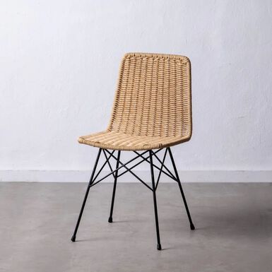 Silla de interior y exterior de rat&aacute;n sint&eacute;tico 45x41x83cm