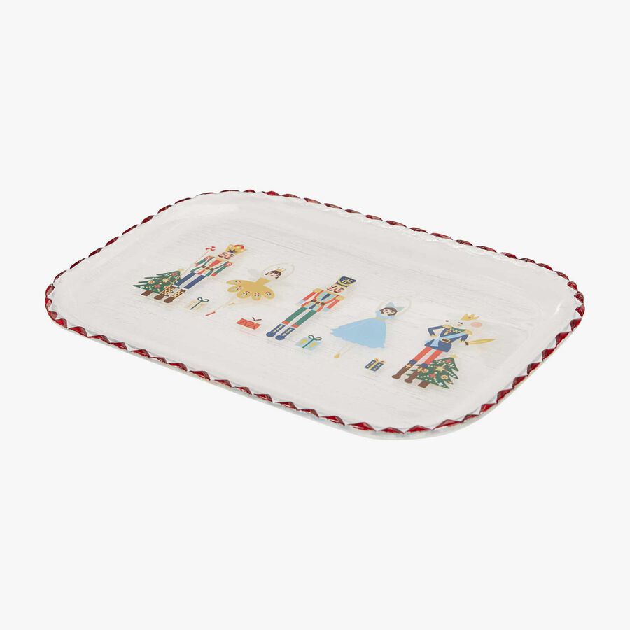 Fuente de cer&aacute;mica blanca y roja Cascanueces 29x20x1,5cm