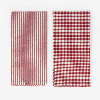 Set 2 pa&ntilde;os rayas rojas Bakou 50x70cm