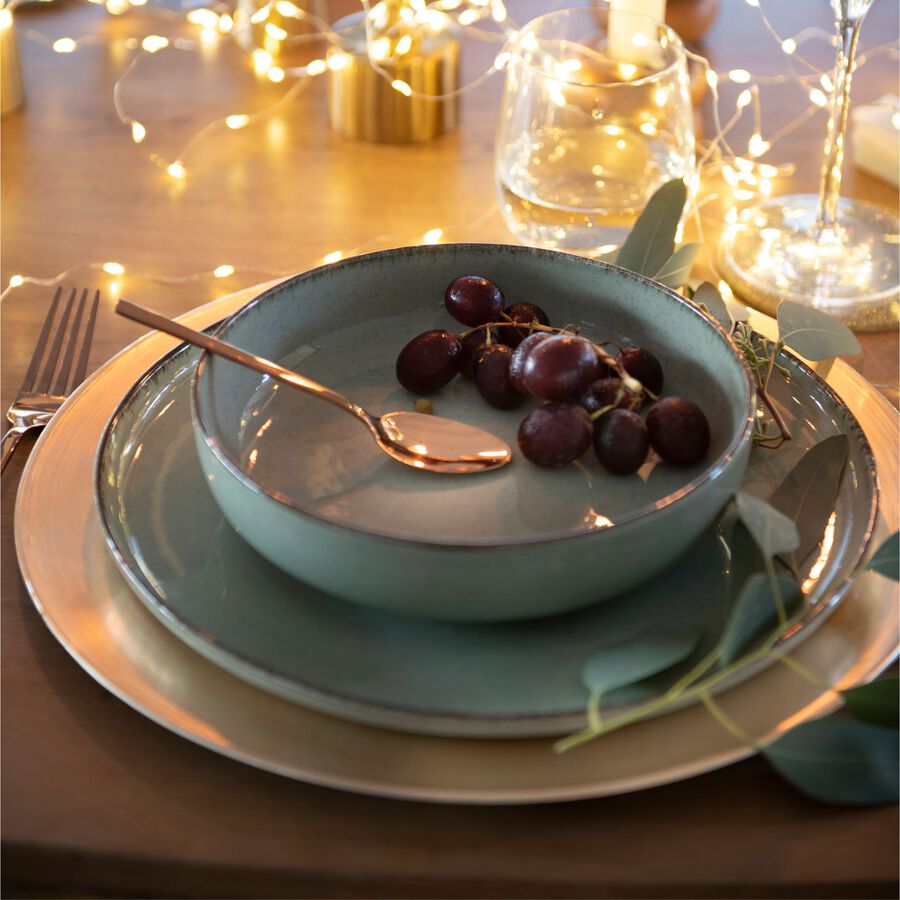 Vajilla de 12 piezas de porcelana verde Olite