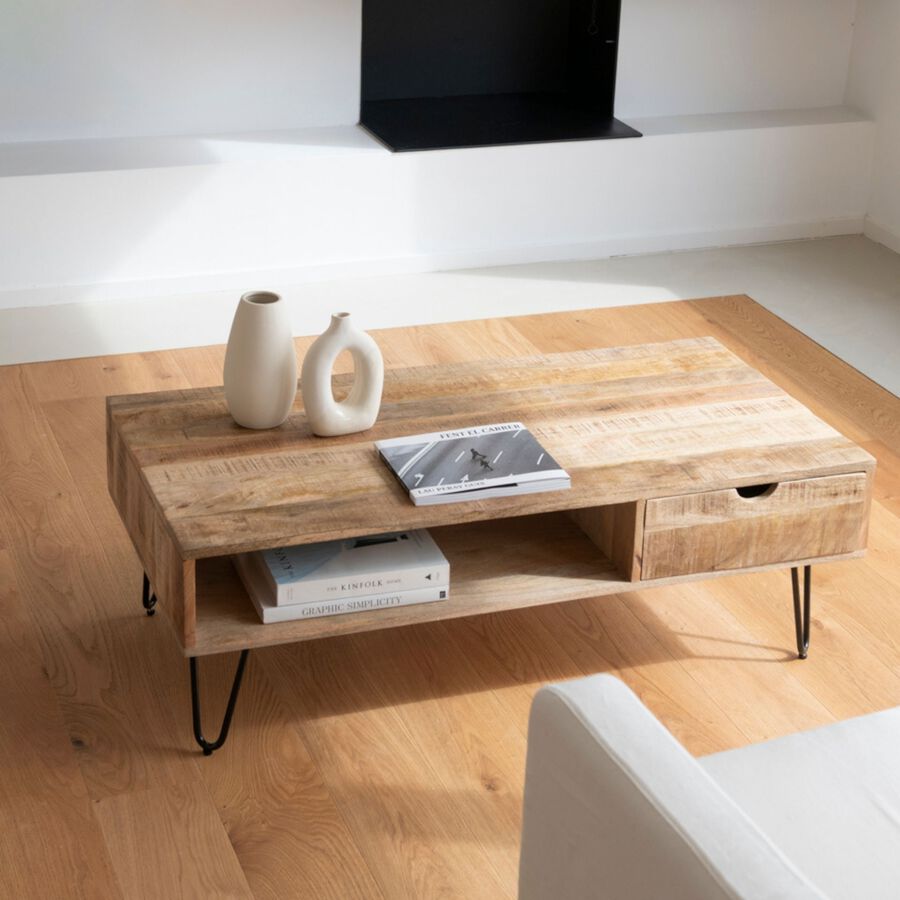 Mesa de centro de madera de mango Chloe 120x60x41cm Clau&Chloe