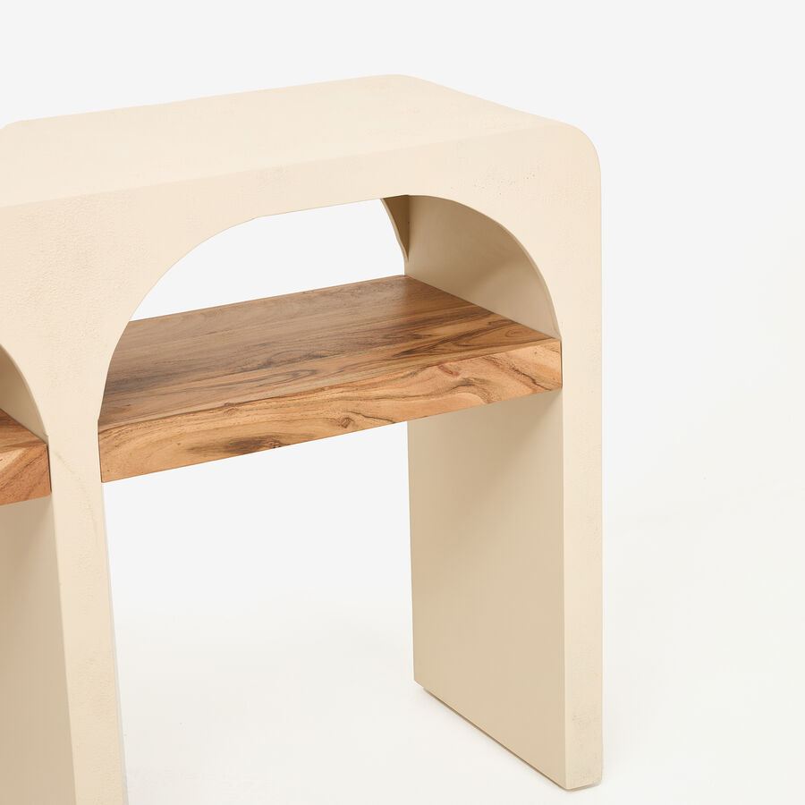 Aparador de microcemento y madera de acacia Kurli 120x35x76cm Clau&Chloe