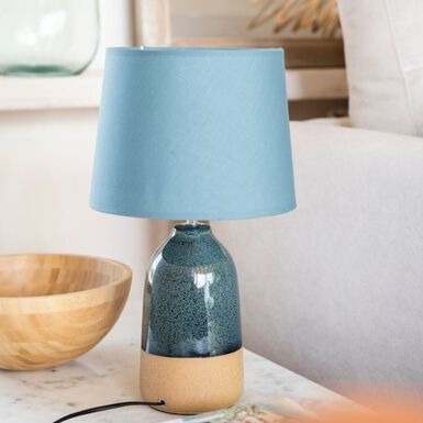 L&aacute;mpara de mesa de cer&aacute;mica azul 43cm