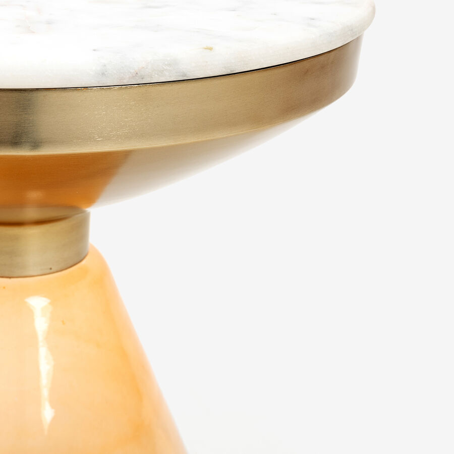 Mesa auxiliar de cristal y mármol Bora Ø41x49 Clau&Chloe