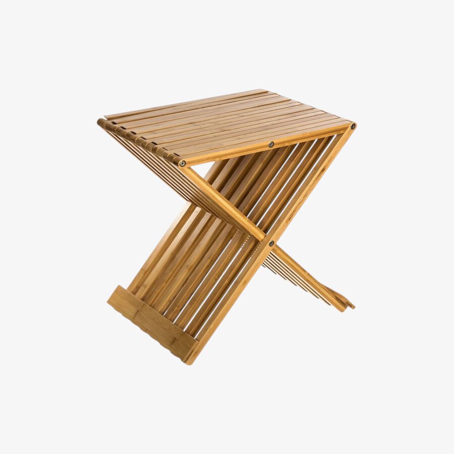 Taburete/mesa auxiliar plegable de bamb&uacute; 40x32x45cm