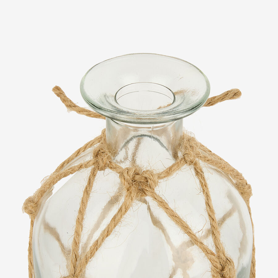 Jarrón de cristal con cuerda Rustic Ø9x28cm