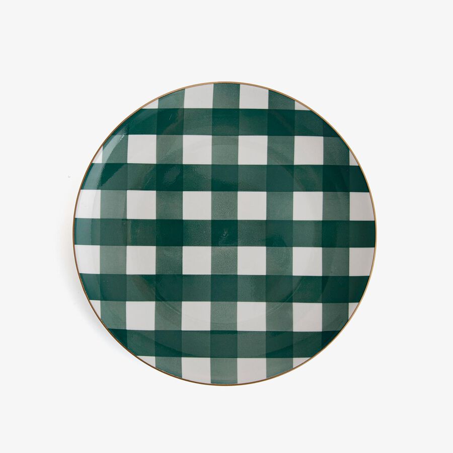 Plato llano de vichy verde de porcelana Pradera &Oslash;25cm
