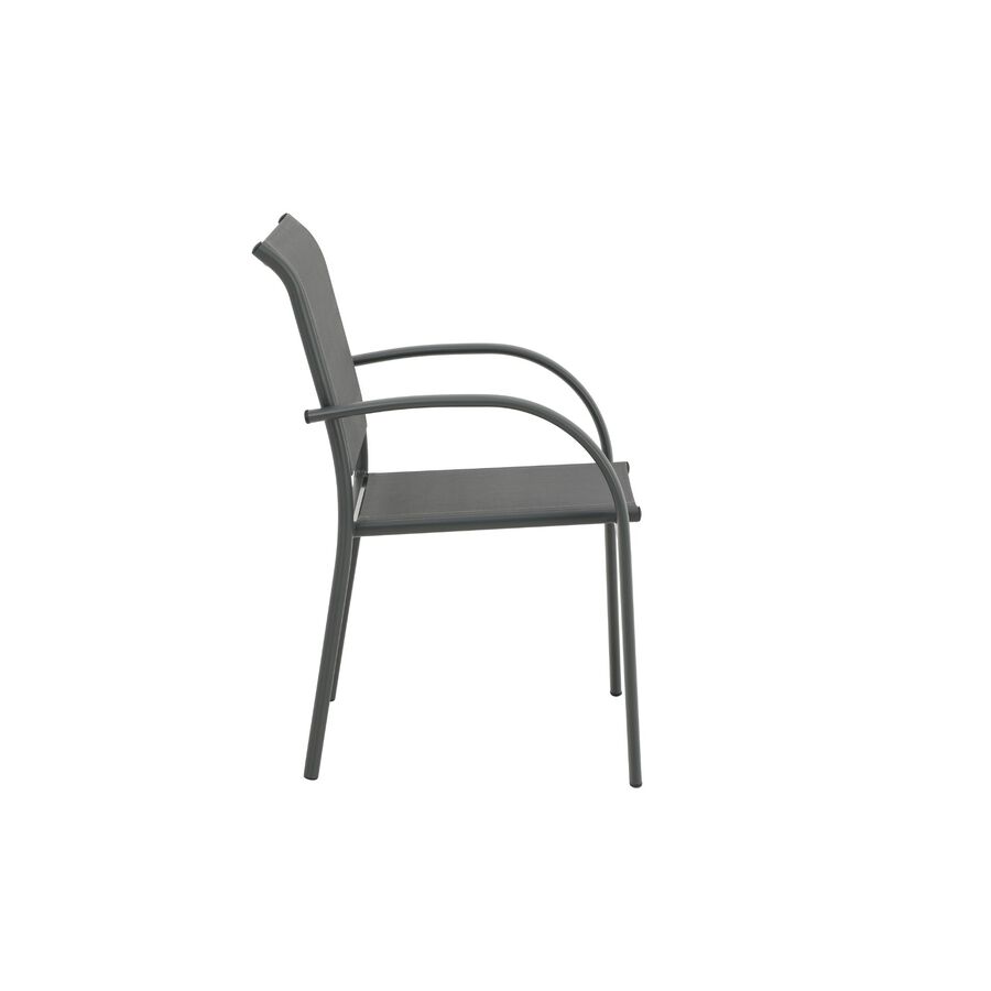 Silla de jardín de aluminio y textilene gris Tabarca 56x62x88cm