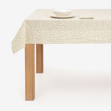 Mantel verde de algodón reciclado Begonia 135x200cm