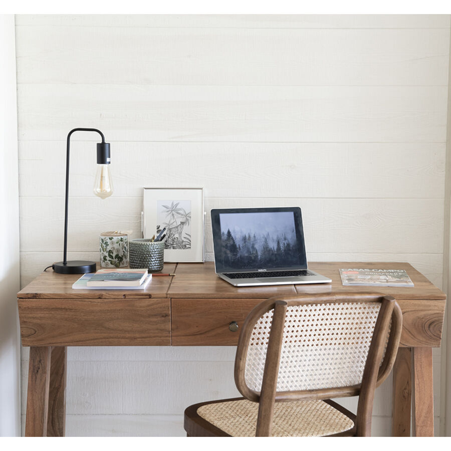 L&aacute;mpara de mesa negra de metal Kobe 13x17x45cm