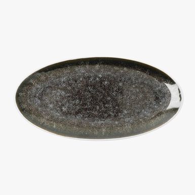 Bandeja oval marr&oacute;n de porcelana Nero 25x12,5cm