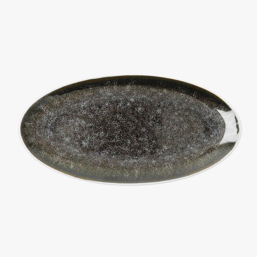 Bandeja oval marr&oacute;n de porcelana Nero 25x12,5cm