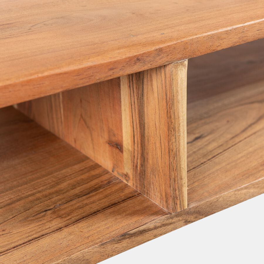 Consola de madera acacia con estanteria 115x35x76cm