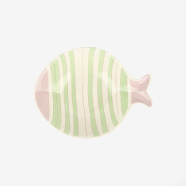 Bol de cerámica rayas verde y lila Pez 15x13cm