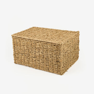 Cesta con tapa de fibras naturales Teris 34x24x18cm