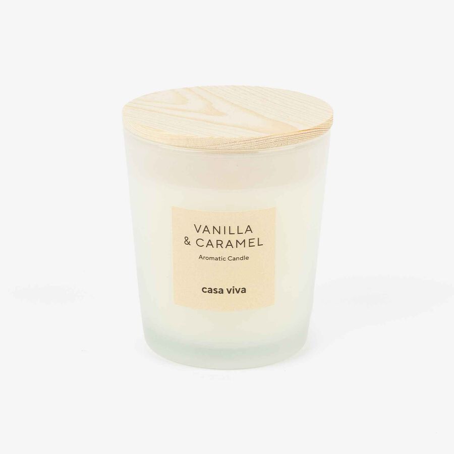 Vela arom&aacute;tica Vanilla & Caramel en vaso de cristal 180gr Casa Viva