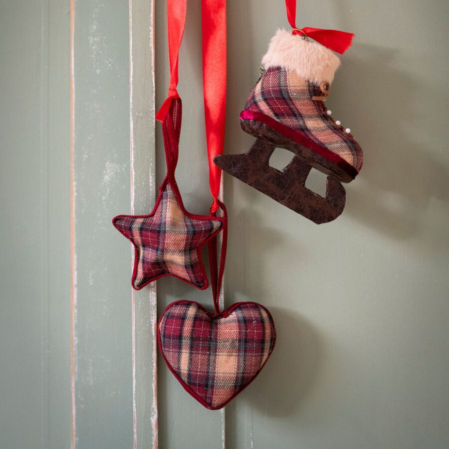 Adorno colgante Estrella de tartán 8cm