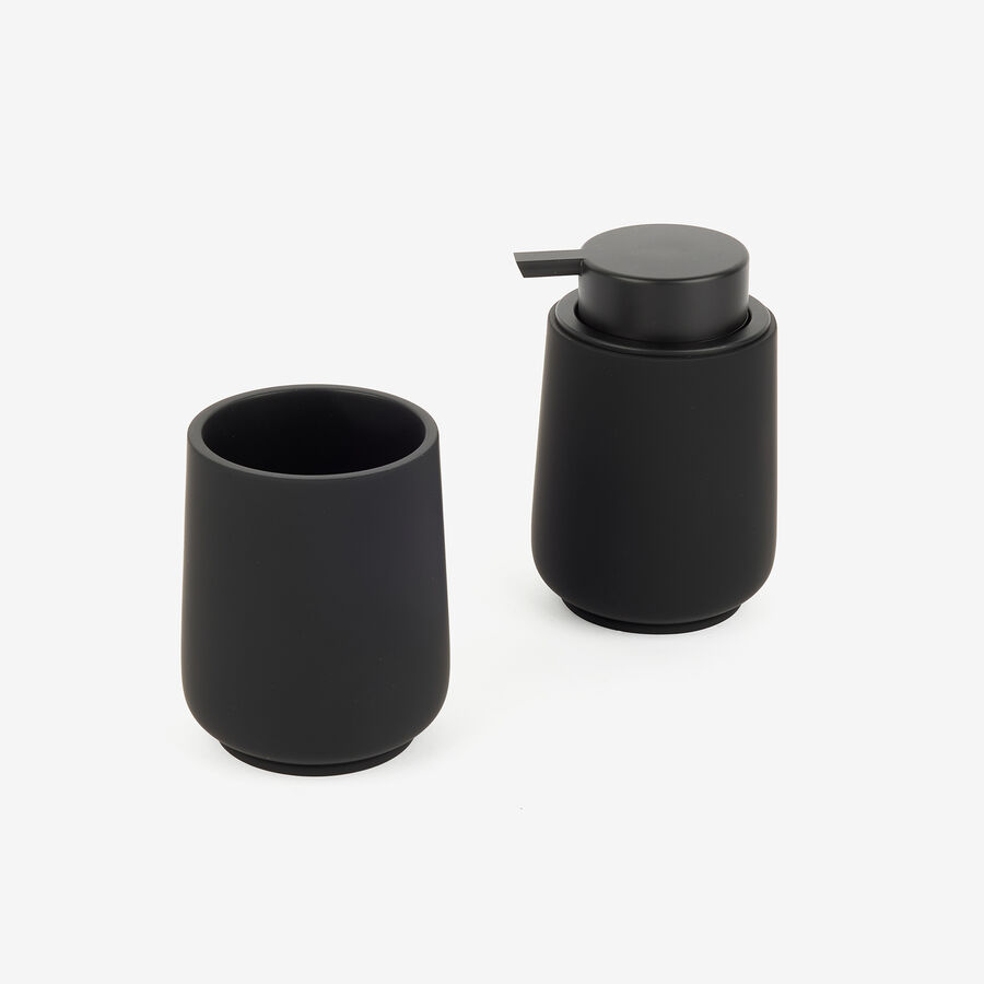 Vaso portacepillos de poliresina negro Carbon Ø8x10cm