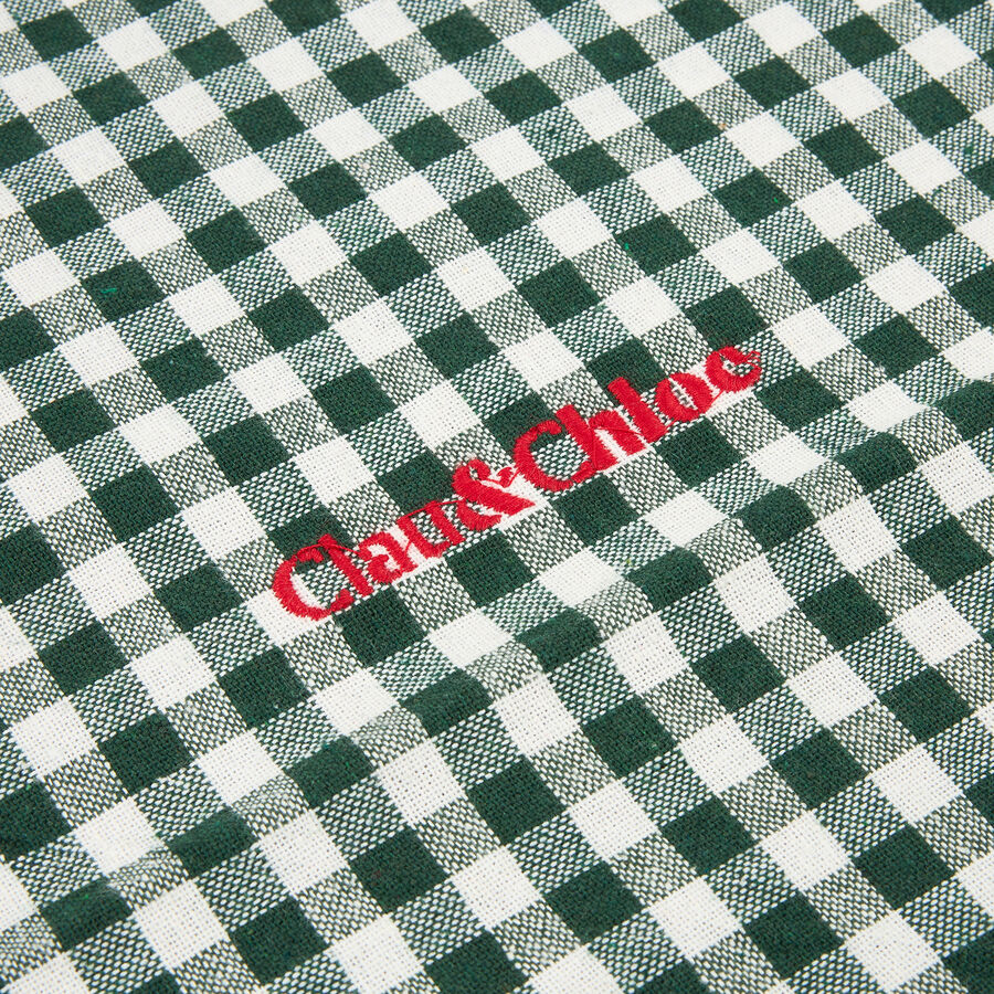 Bolso de algodón de cuadros vichy verde Noa 46x44x10cm Clau&Chloe