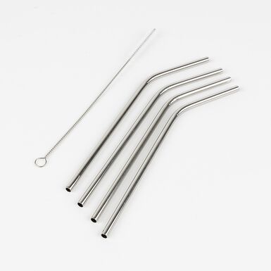 Set de 4 pajitas de acero inoxidable con cepillo