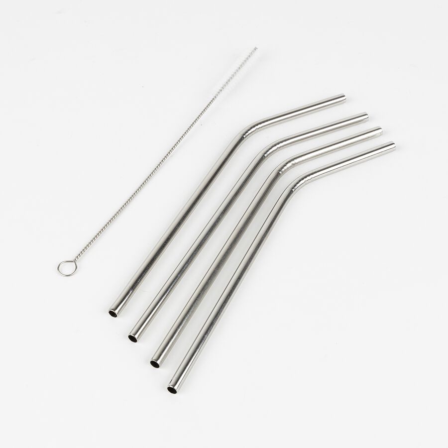 Set de 4 pajitas de acero inoxidable con cepillo