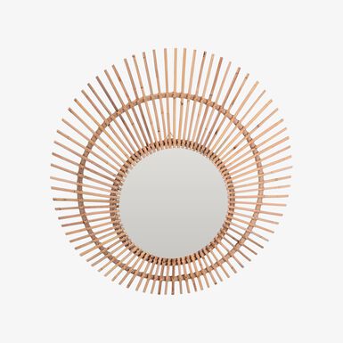 Espejo de pared redonde de rat&aacute;n Sunlight &Oslash;90cm