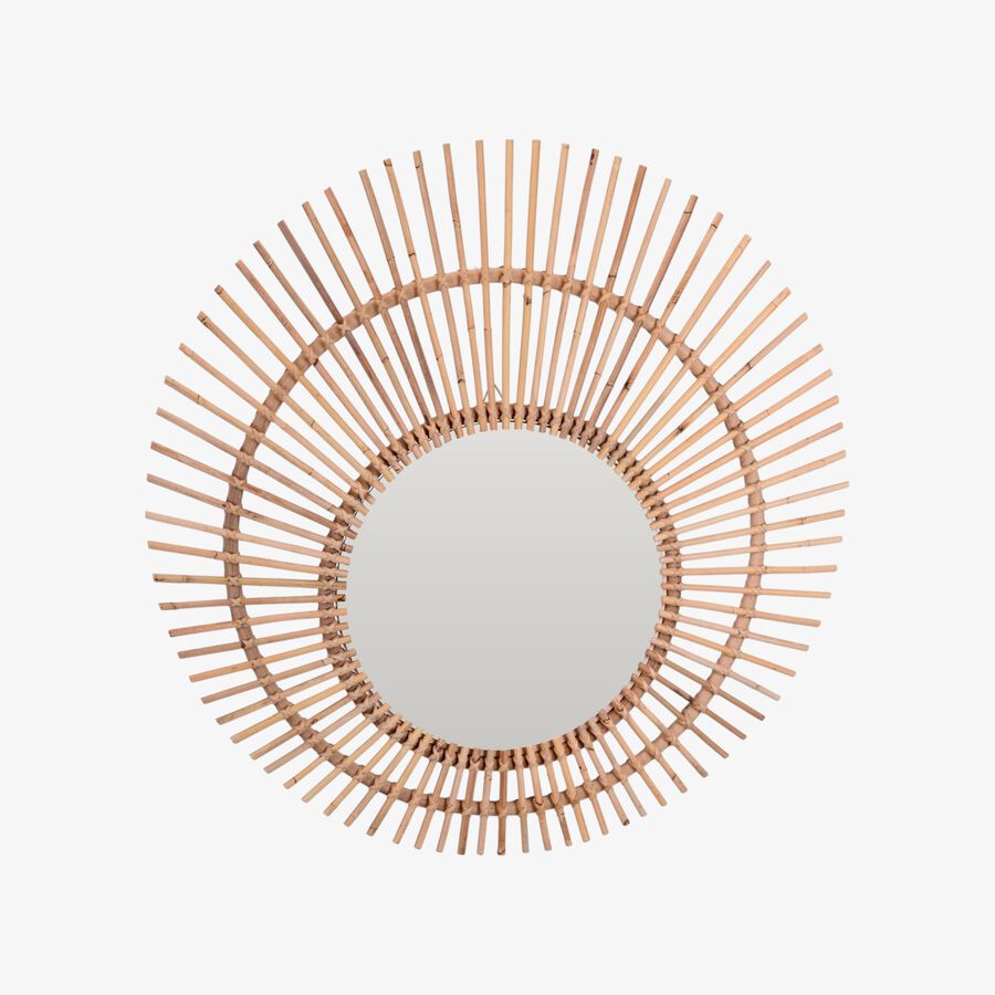 Espejo de pared redonde de rat&aacute;n Sunlight &Oslash;90cm