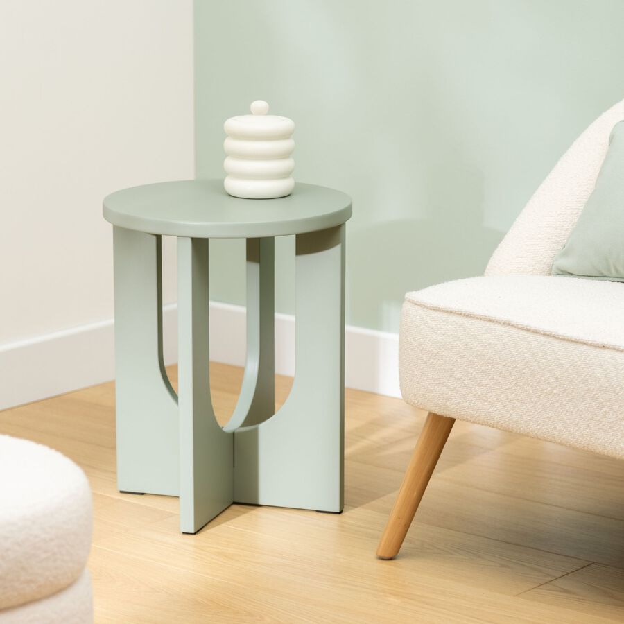 Mesa auxiliar de madera DM verde Camelia &Oslash;40x51cm