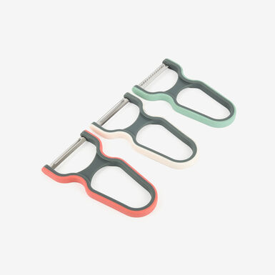 Set de 3 peladores de acero inoxidable y plástico 12cm