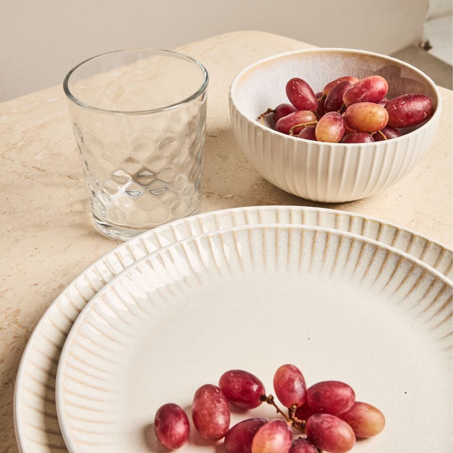 Vaso de vidrio transparente relieve Hira 36cl