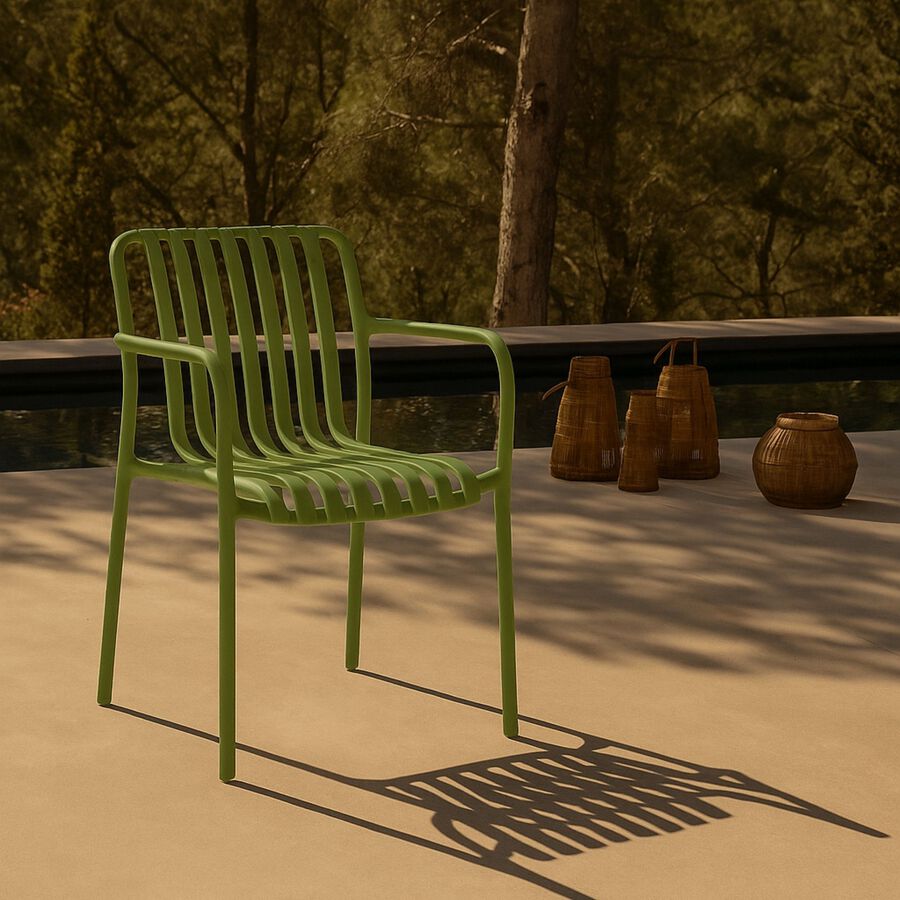 Silla de jard&iacute;n apilable de polipropileno verde Happel 59x55x81cm